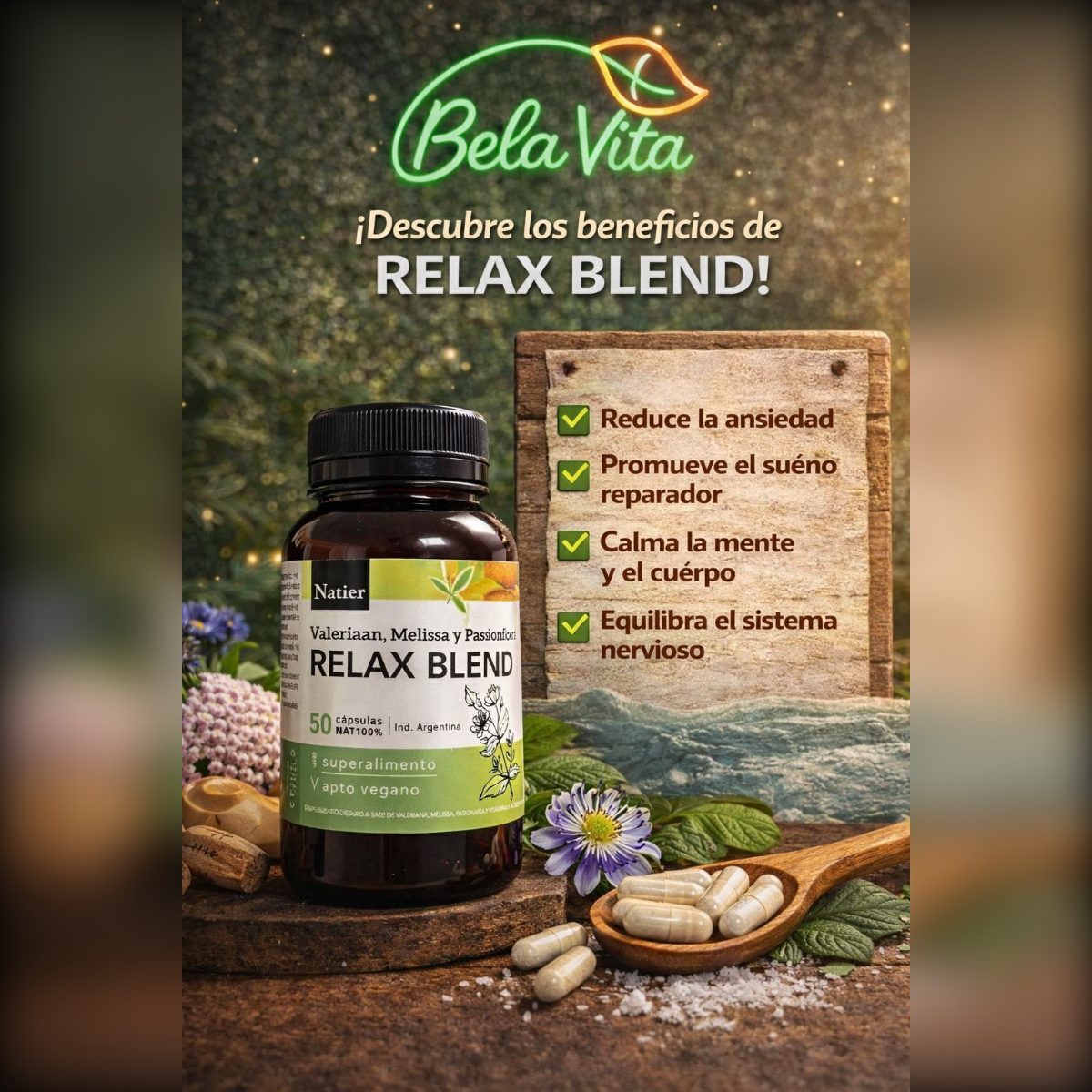 RELAX BELND valeriana.melisa y pasionaria NATIER X50CAP