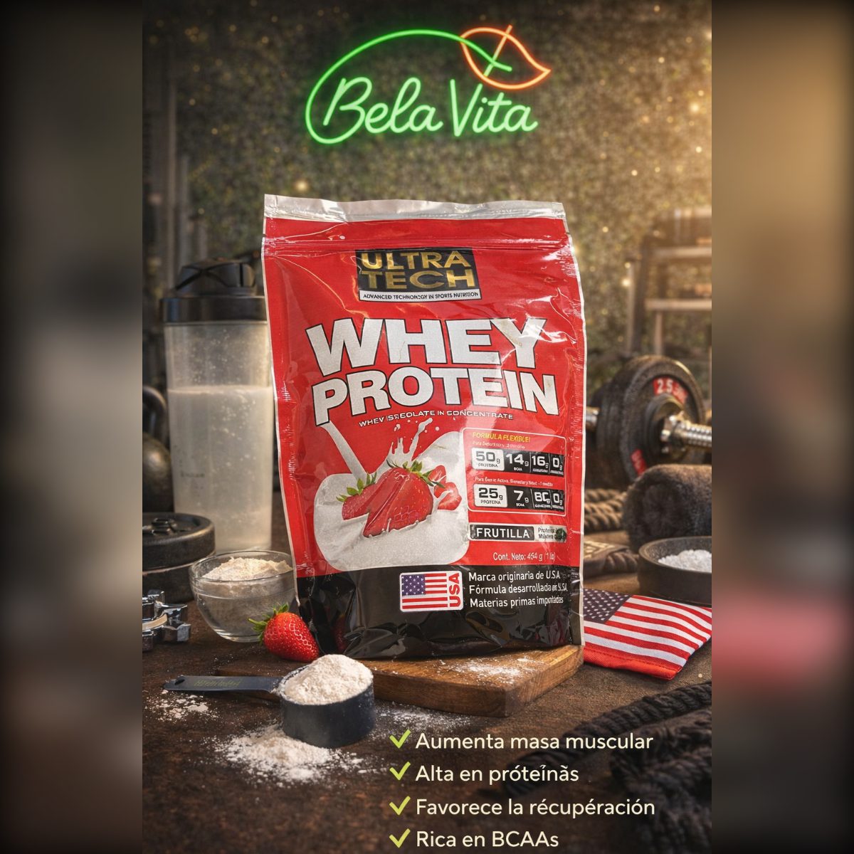 WHEY PROTEIN 454GRS FRUTILLA ULTRA TECH