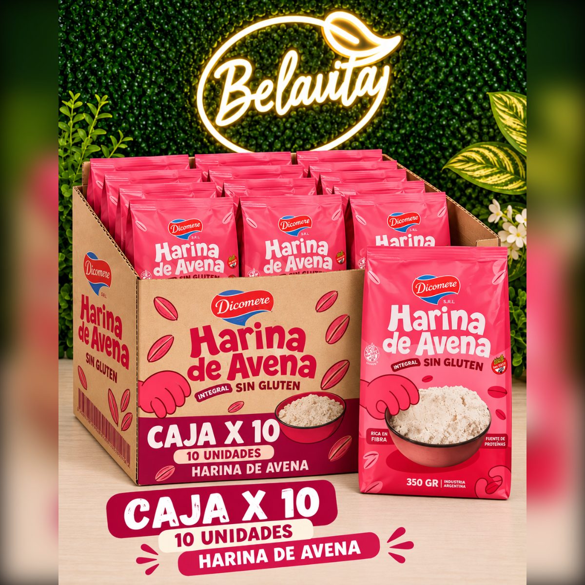 CAJA X10 · HARINA DE AVENA SIN GLUTEN DICOMERE (COMBO ONLINE)