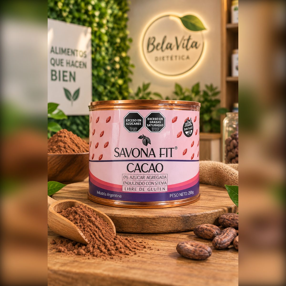 CACAO EN POLVO CON STEVIA SAVONA FIT X250GRS