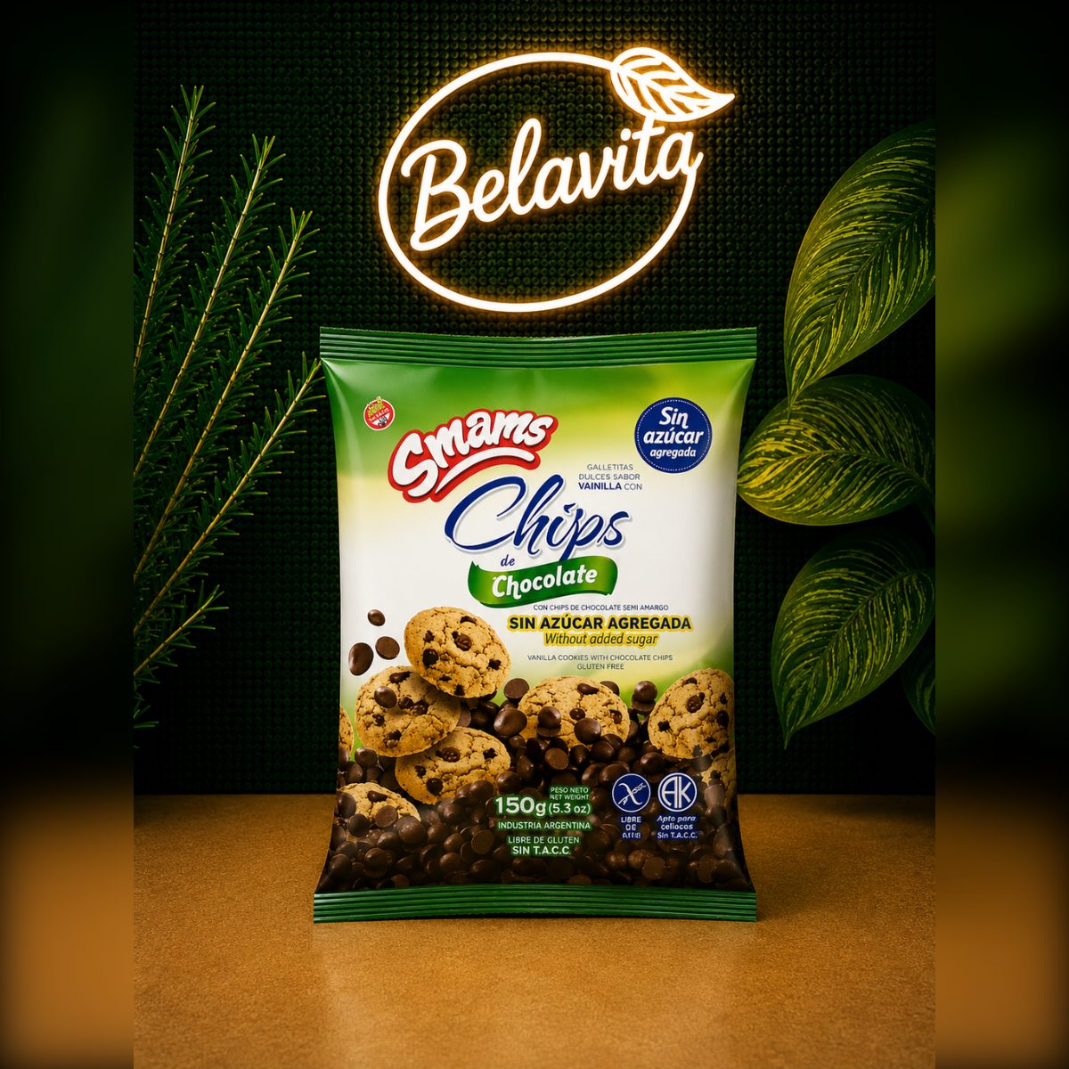 CHIPS DE CHOCOLATE POLVORON S/AZUCAR S/TACC X150GRS SMAMS