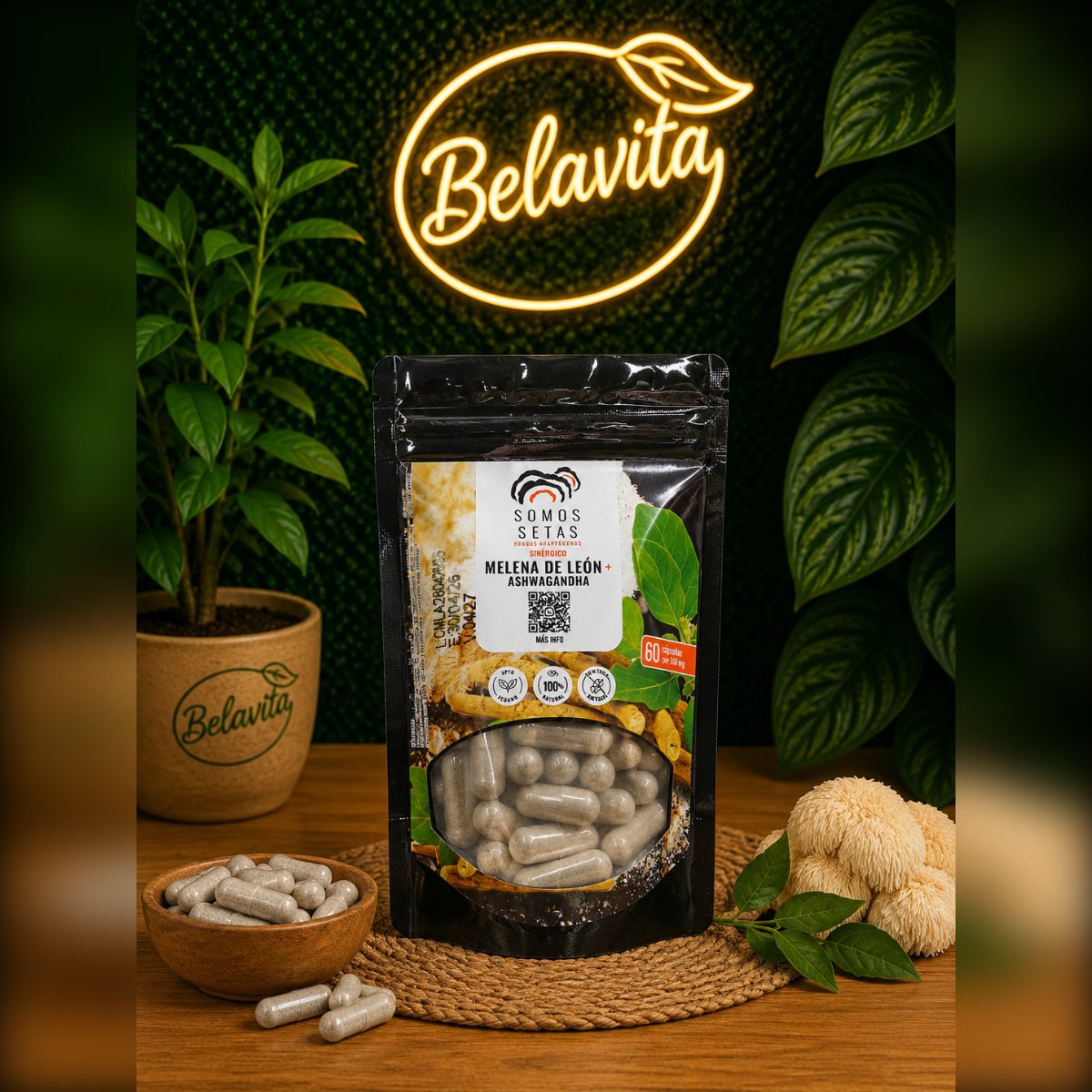 MELENA DE LEON + ASHWAGANDHA X60CAPS SOMOS SETAS